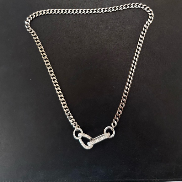 Swarovski “Dextera” necklace, Pavé, Mixed links, White, Rhodium plated 17”. - Picture 2 of 5